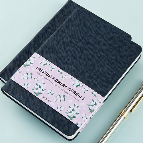  Ardium Premium flower pattern navy weekly undated small journal