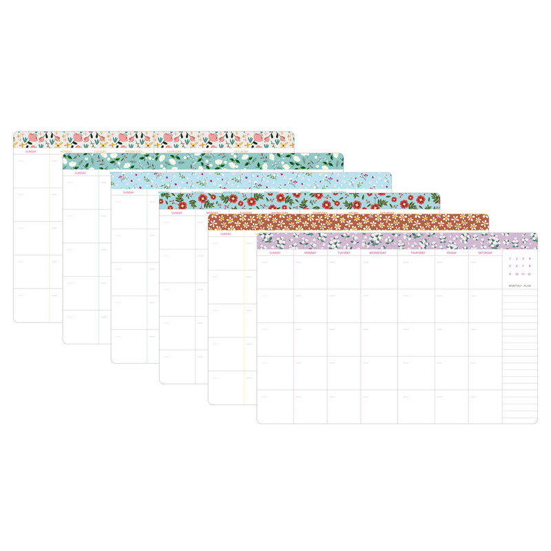 Monthly plan - Premium flower pattern navy weekly undated small journal