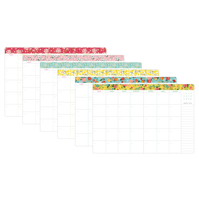 Monthly plan - Premium flower pattern navy weekly undated small journal