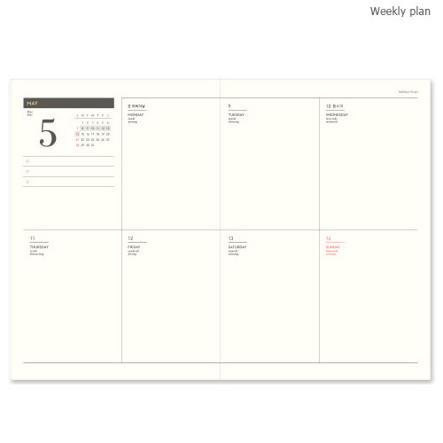Weekly plan - 2017 Petit a petit dated diary