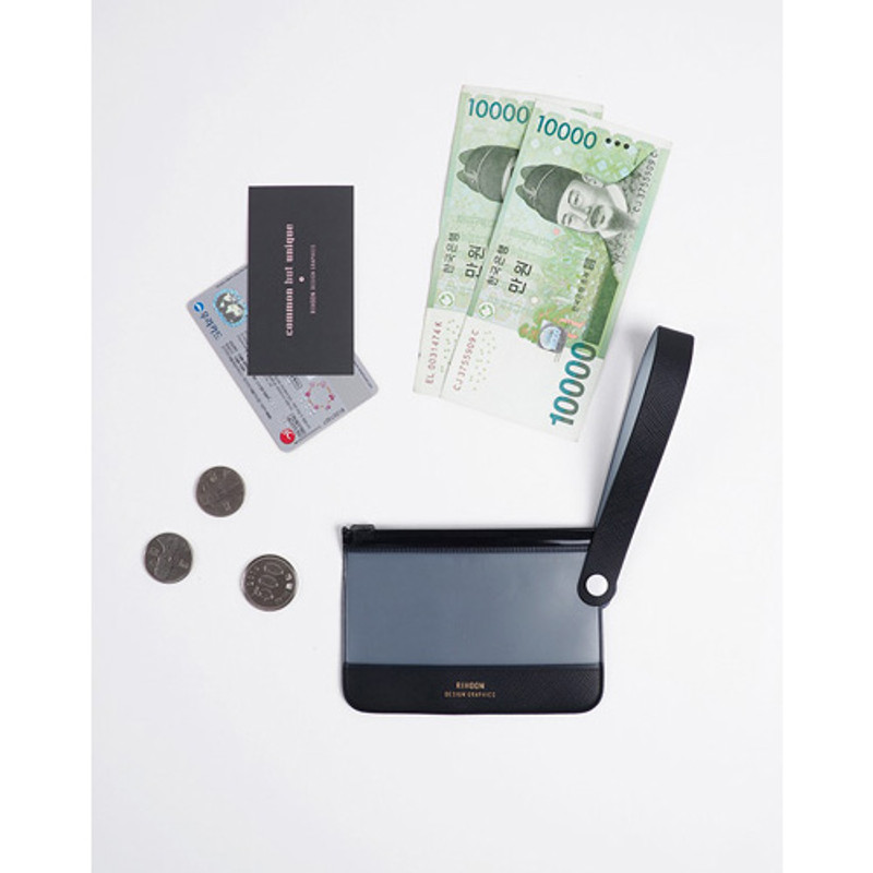 Black - Rihoon Translucent small zip lock flat pouch Black - Rihoon Translucent small zip lock flat pouch