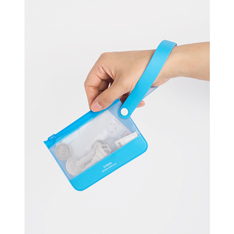 Blue - Rihoon Translucent small zip lock flat pouch Blue - Rihoon Translucent small zip lock flat pouch