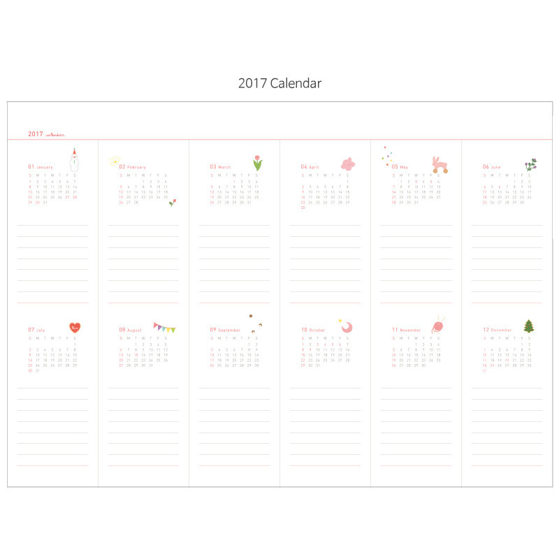 2017 Calendar - 2017 Livework Piyo dated monthly desk scheduler 
