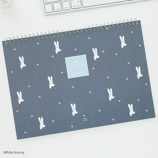 White bunny - 2017 Livework Piyo dated monthly desk scheduler 