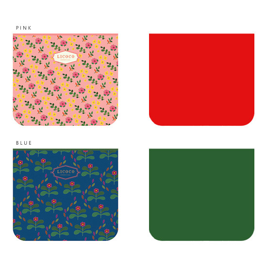 Pink, Blue - Licoco flower pattern small zipper pouch