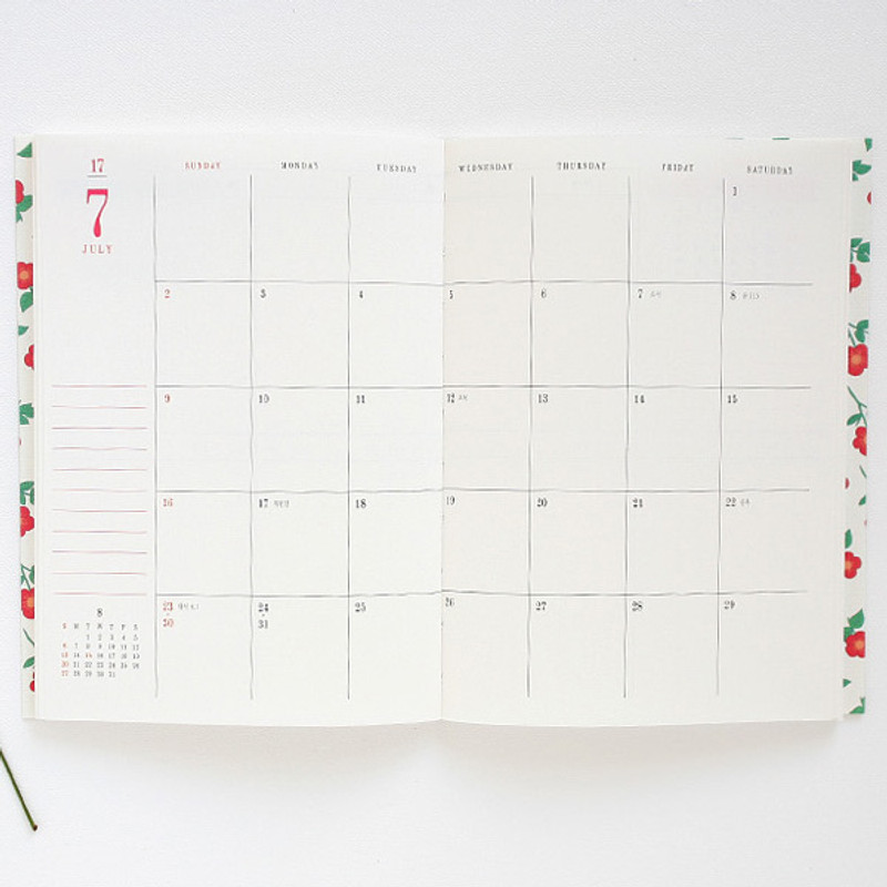 Monthly plan - 2017 Licoco flower pattern dated diary