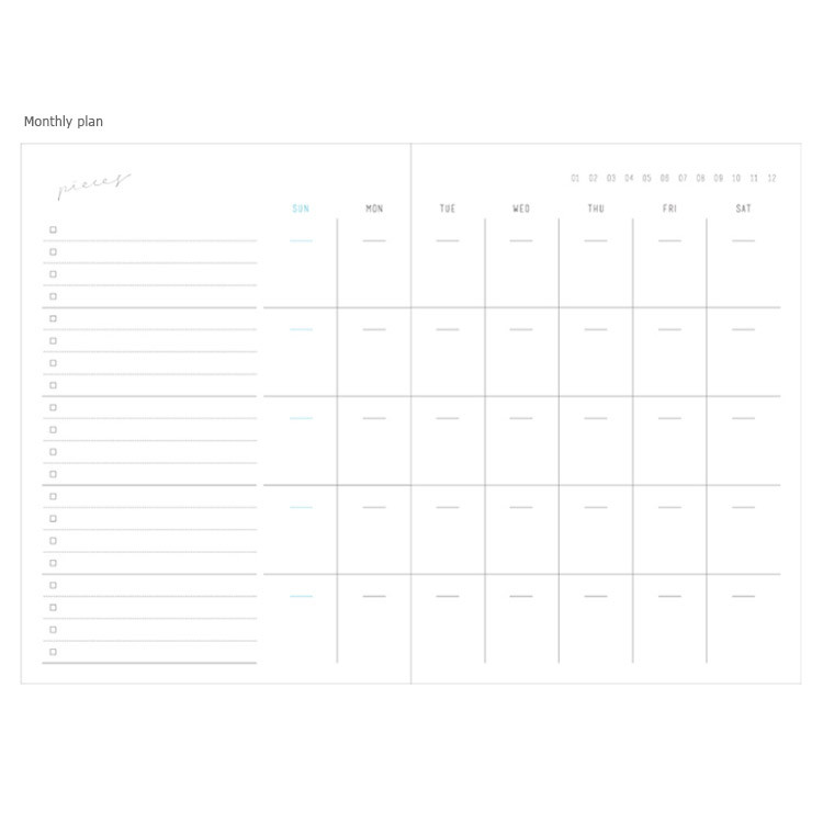 Monthly plan - Pieces marbling two months undated daily planner 