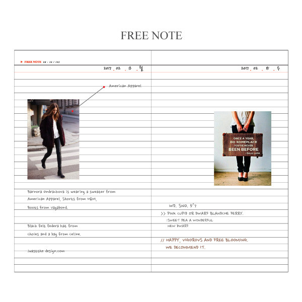 Free note - 2017 Pictogram life medium undated diary