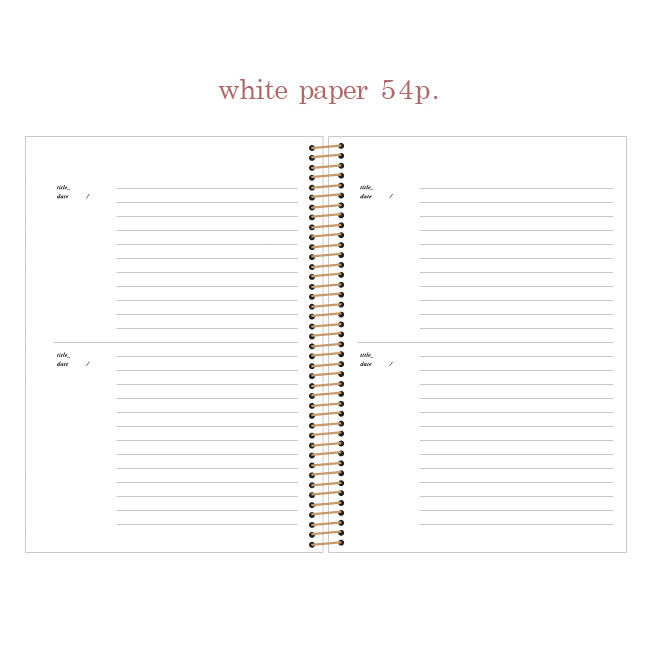White paper - Slow and simple wirebound monthly undated journal notebook