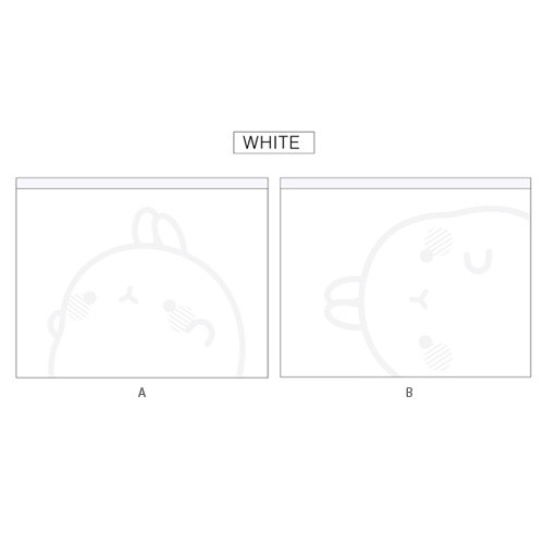 White - Bookcodi Molang zip lock large pouch