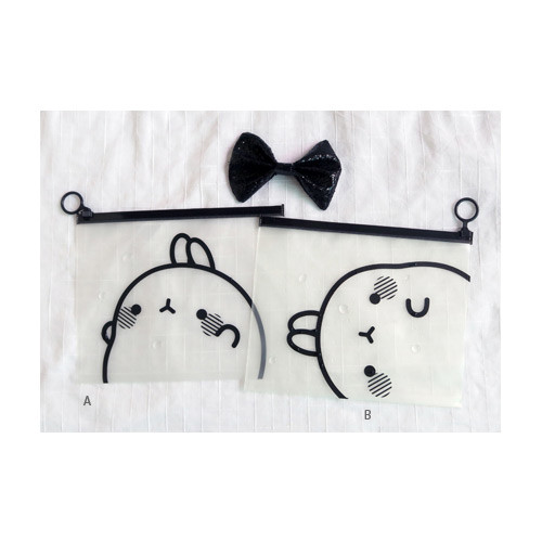 Black - Bookcodi Molang zip lock large pouch