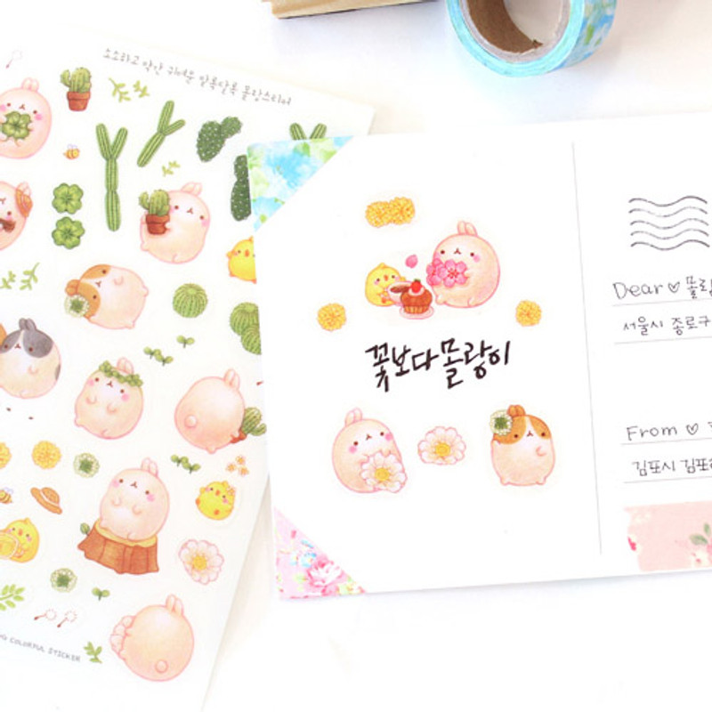 BOOKCODI Molang cute deco transparent sticker set ver.4 