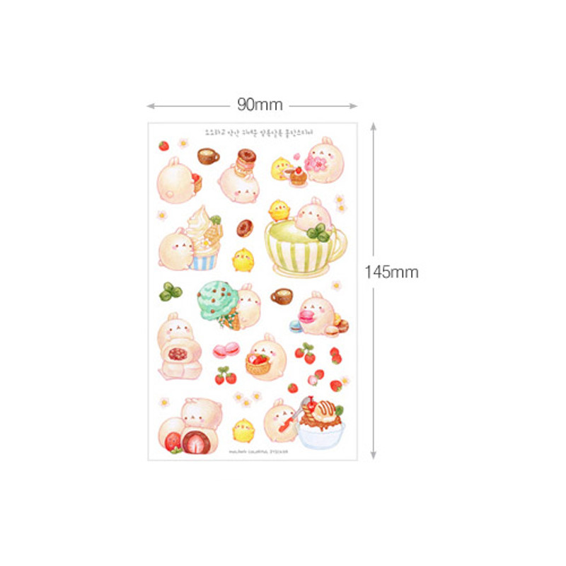 BOOKCODI Molang cute deco transparent sticker set ver.4 