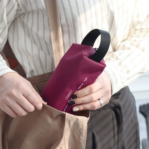 Burgundy - Iconic Plain handy strap pencil case 