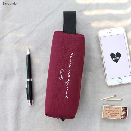 Burgundy - Iconic Plain handy strap pencil case 