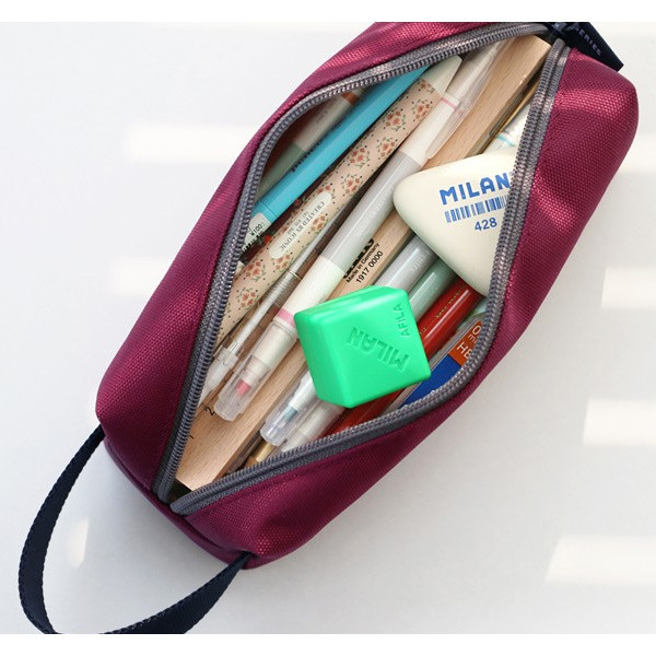 Burgundy - Iconic Plain handy strap pencil case 