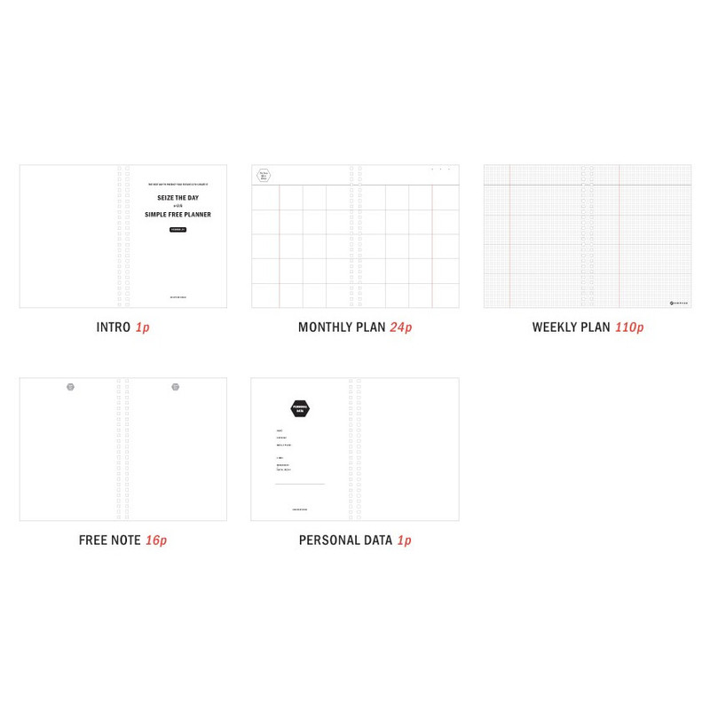 Compostion - Seize the day wirebound weekly undated planner