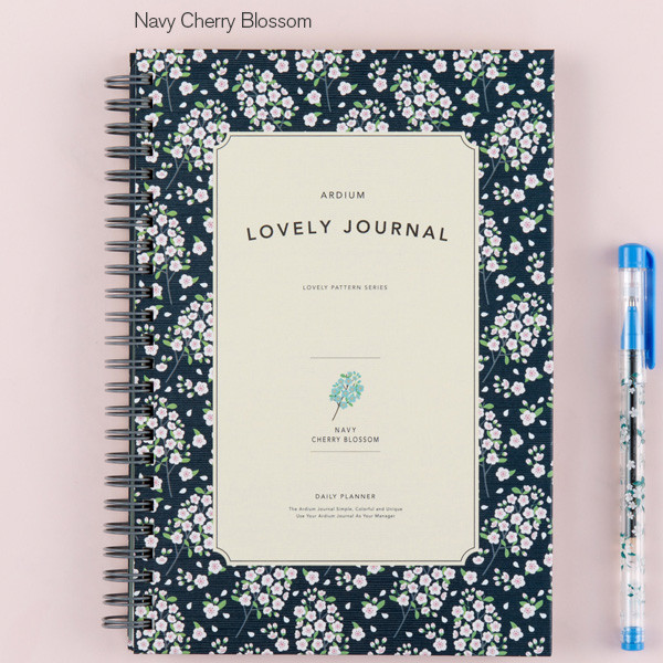 Navy cherry blossom - Ardium Lovely wirebound journal diary