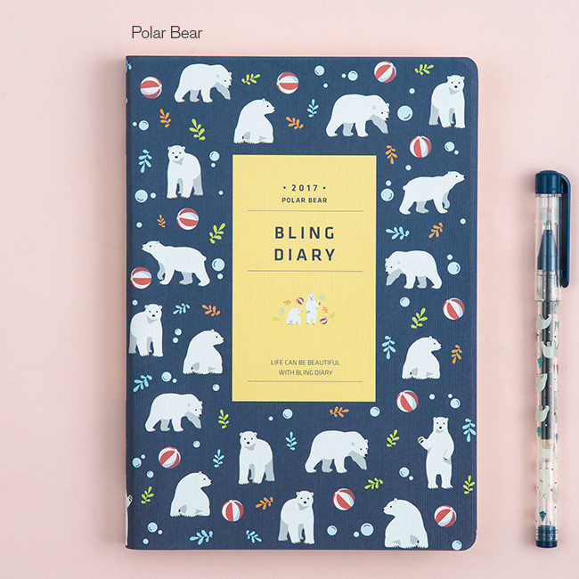 Polar bear - 2017 Ardium Bling dated diary scheduler