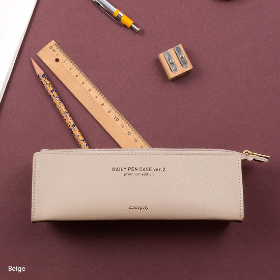 Beige - Monopoly Daily triangle zipper pencil case ver.2 