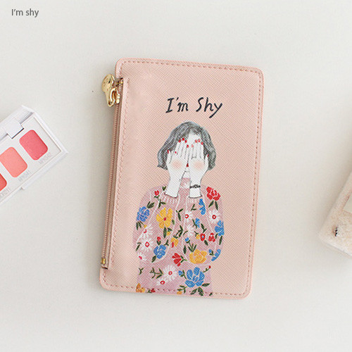 I'm shy - Rim zipper flat card case holder