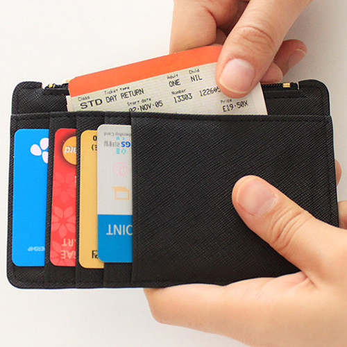 Pocket - Rim zipper flat card case holder