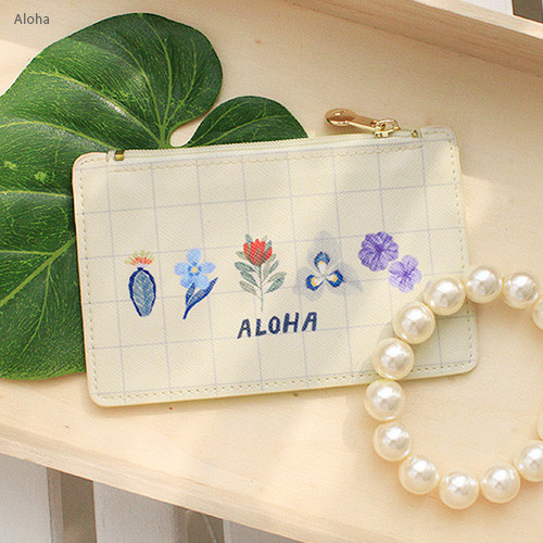 Aloha - Rim zipper flat card case holder