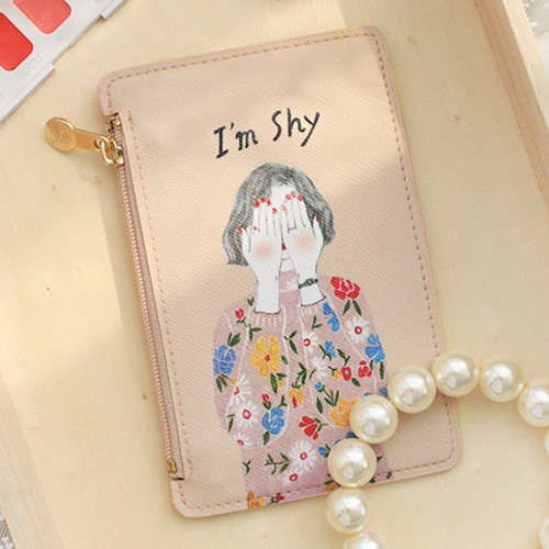 I'm shy - Rim zipper flat card case holder