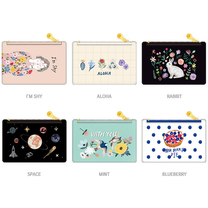 Rim zipper flat card case holder