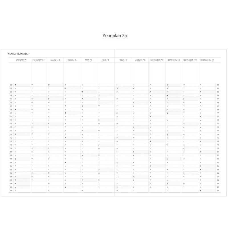 Yearly plan - 2017 Dailylike Timeline weekly dated diary scheduler