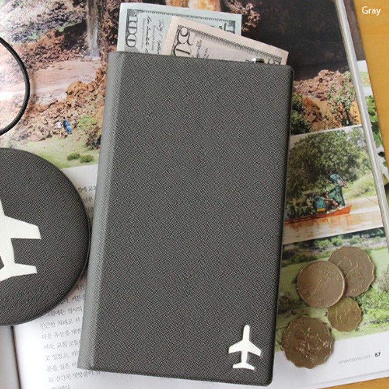 Gray - Fenice Simple RFID blocking medium passport cover