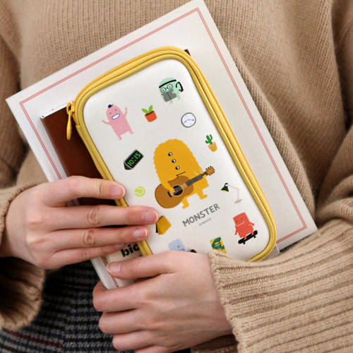 Yellow - Indigo Monster multi zip around pencil case 