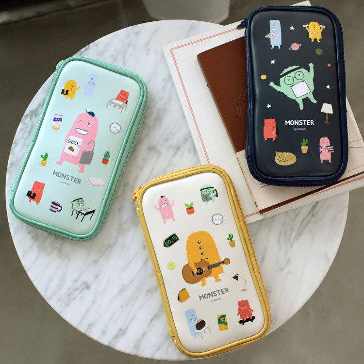 Indigo Monster multi zip around pencil case