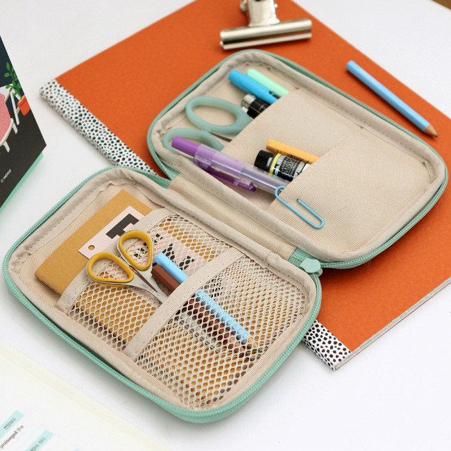 Indigo Monster wide zip around pencil case 