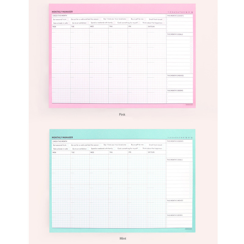 Color of Schedule manager undated monthly desk planner