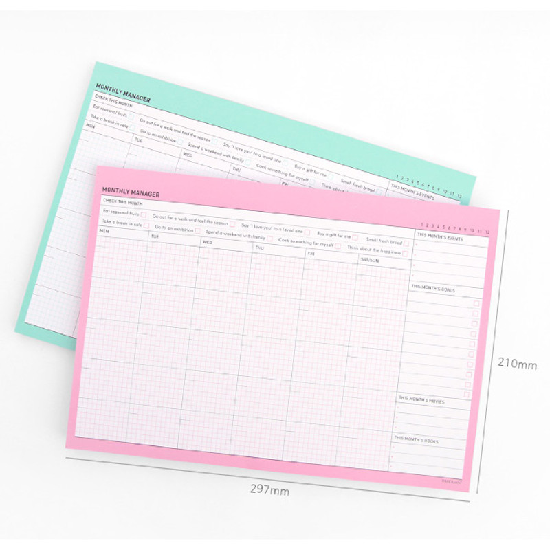 Size of Schedule manager undated monthly desk planner