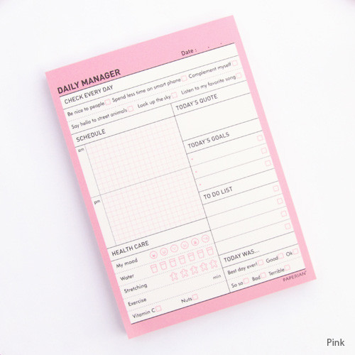 Pink - Schedule manager undated daily desk planner