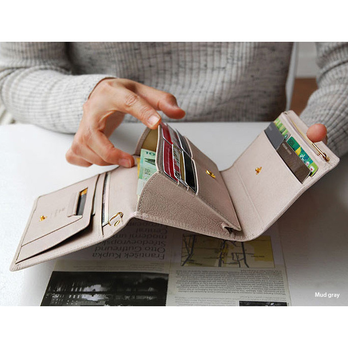 Mud gray - Wide pass slim clutch wallet