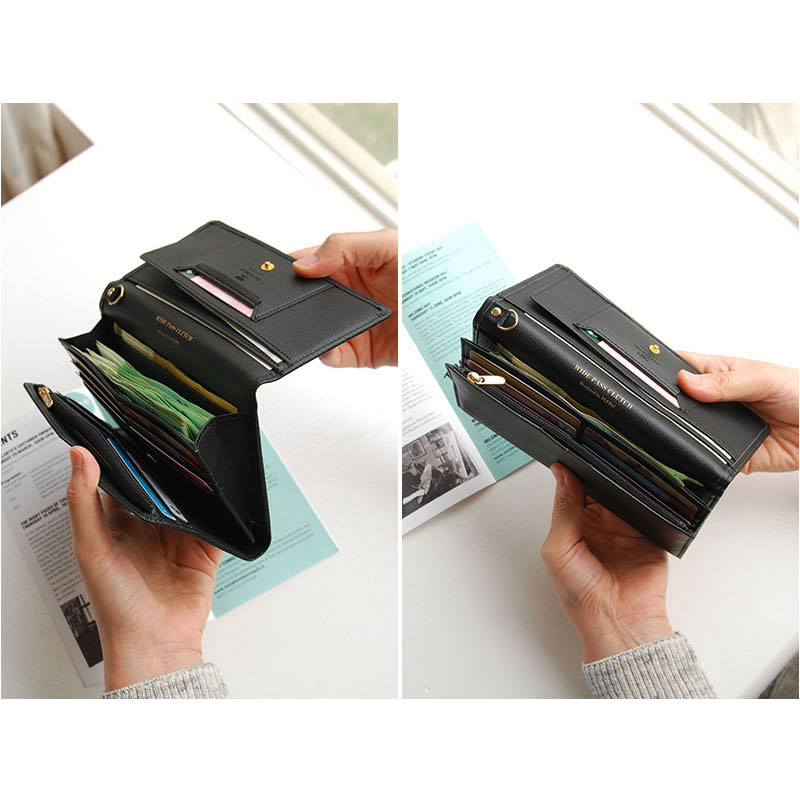 Wide pass slim clutch wallet