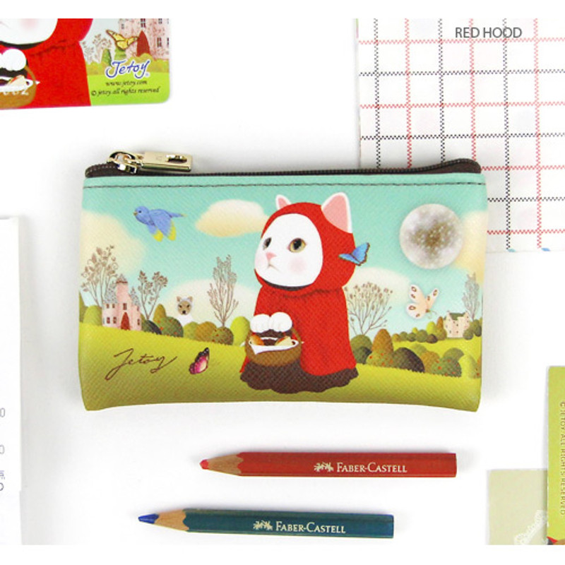 Red hood - Choo Choo cat slim zipper card case 