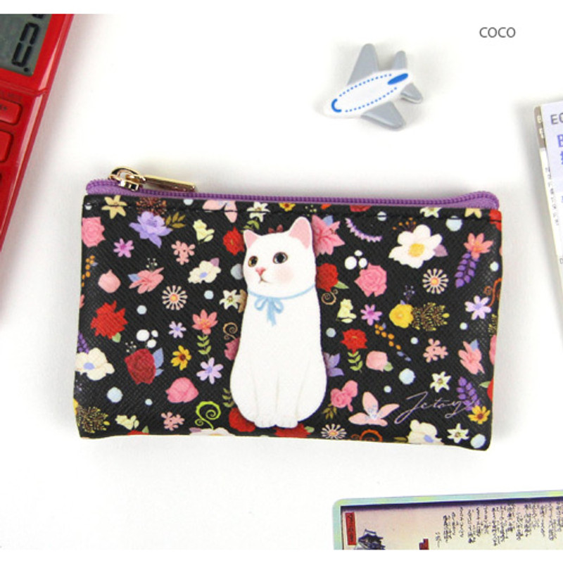 Coco - Choo Choo cat slim zipper card case 