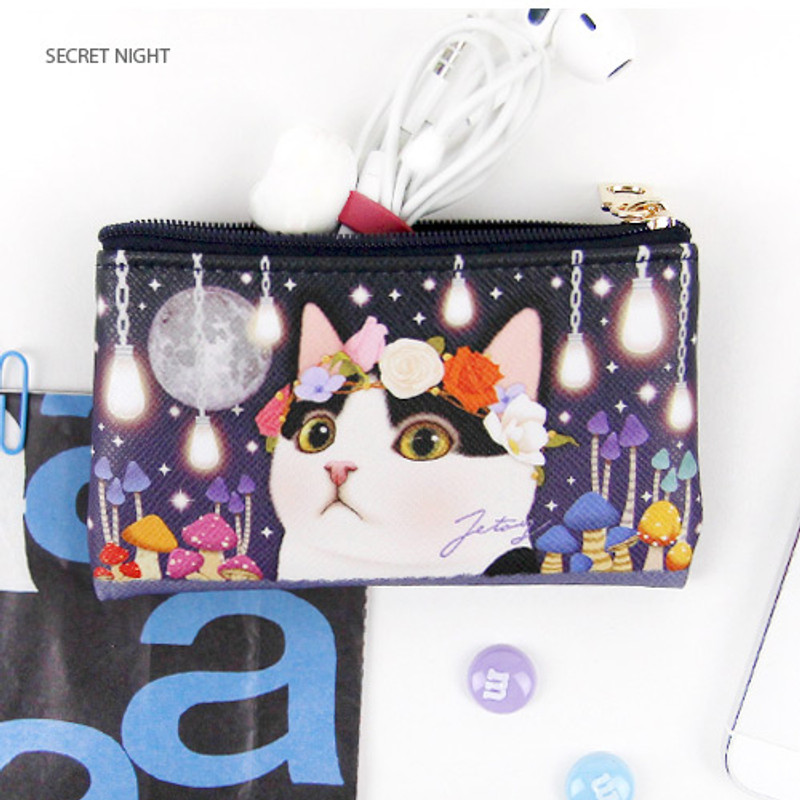 Secret night - Choo Choo cat slim zipper card case 