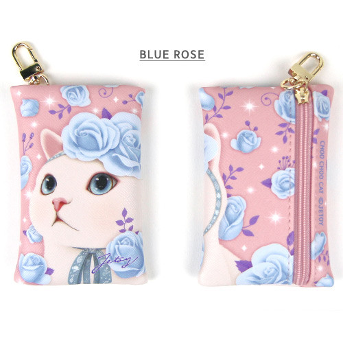 Blue rose - Choo Choo cat card case holder