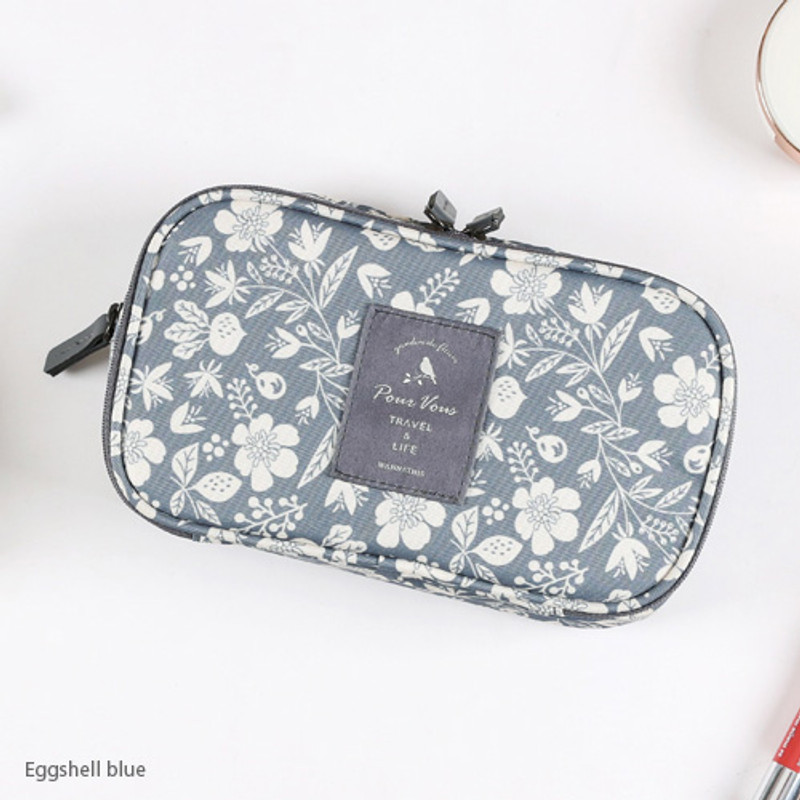 Eggshell blue - Cosmetic makeup double side zipper pouch Eggshell blue - Cosmetic makeup double side zipper pouch