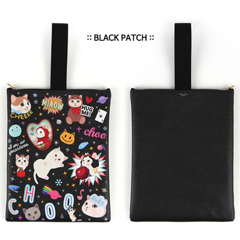 Black patch - Choo Choo cat cori zipper tote bag Black patch - Choo Choo cat cori zipper tote bag