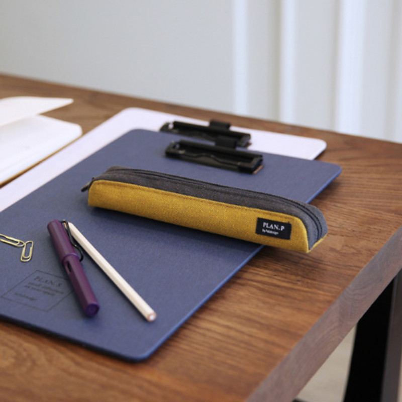 Golden yellow - Draw up a plan single zipper pencil case