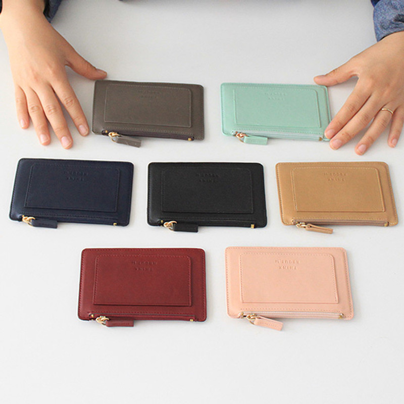 With Alice Think about w zip up flat card case  With Alice Think about w zip up flat card case