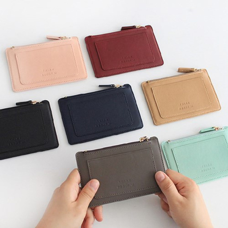 With Alice Think about w zip up flat card case  With Alice Think about w zip up flat card case