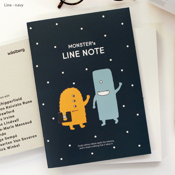 Navy - Indigo Monster illustration lined notebook