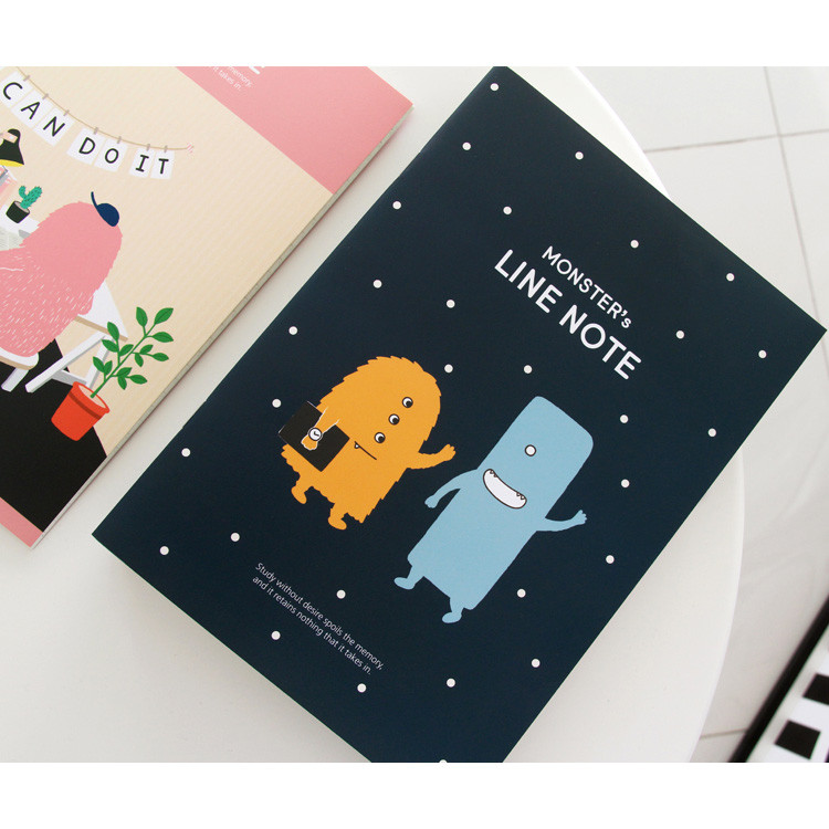 Navy - Indigo Monster illustration lined notebook